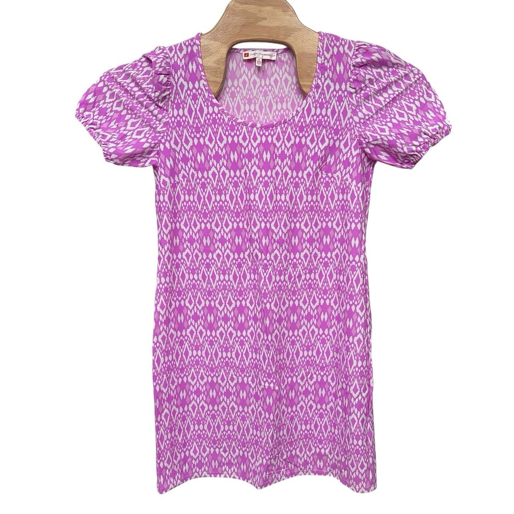 Jude Connally Dress Womens Small Pink Zig Zag Jude Cloth Resort Colorful Preppy